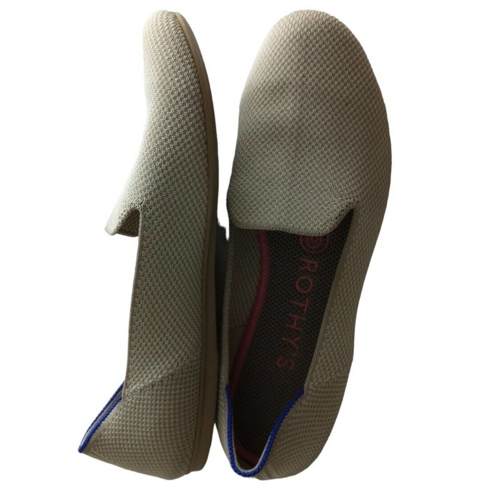 Rothys The Loafer Linen Double Stitch Beige Size W6.5 Flats Slip On - Picture 2 of 10